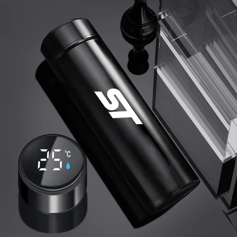 زجاجة ترمس ذكية 500 مللي مع شعار لسيارة Ford Focus x 2 3 Kuga Puma Fiesta ST Line MK3 MK2 MK4 S Max ملحقات تصفيف السيارات #1