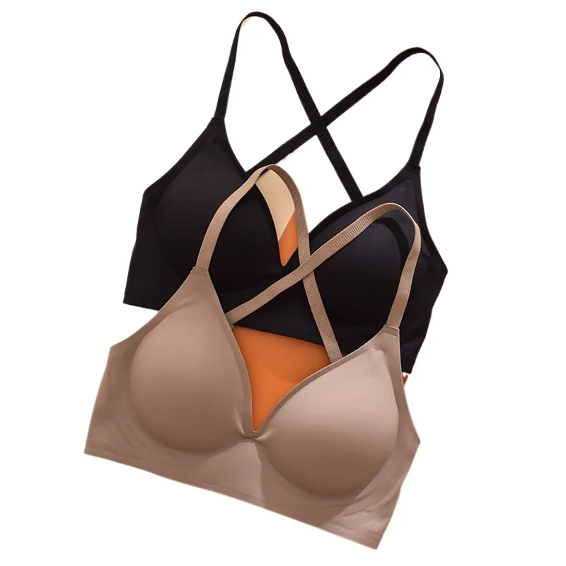 2pcs/set Externally Expanded Women Underwear No Marks Without Steel Rings Beautiful Back Sexy Soft Support Solid KUCLUT