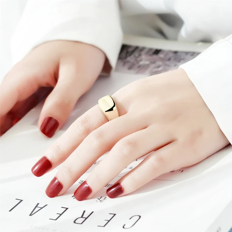 Simple Geometric Square Smooth 925 Sterling Silver Female Resizable Opening Rings RI669
