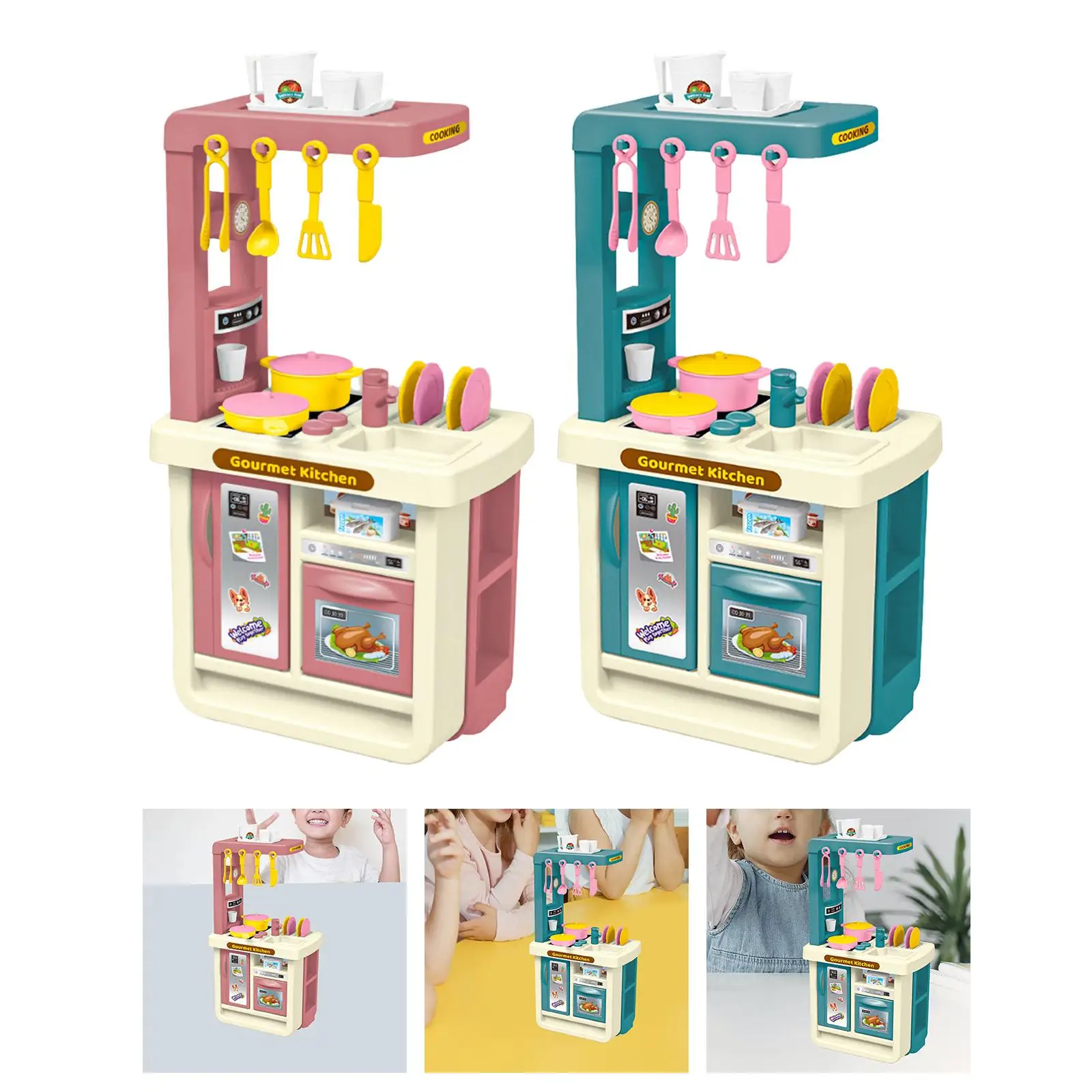 43x Kitchen Playset Toy Pretend Food and Cooking Playset for Game Dollhouse