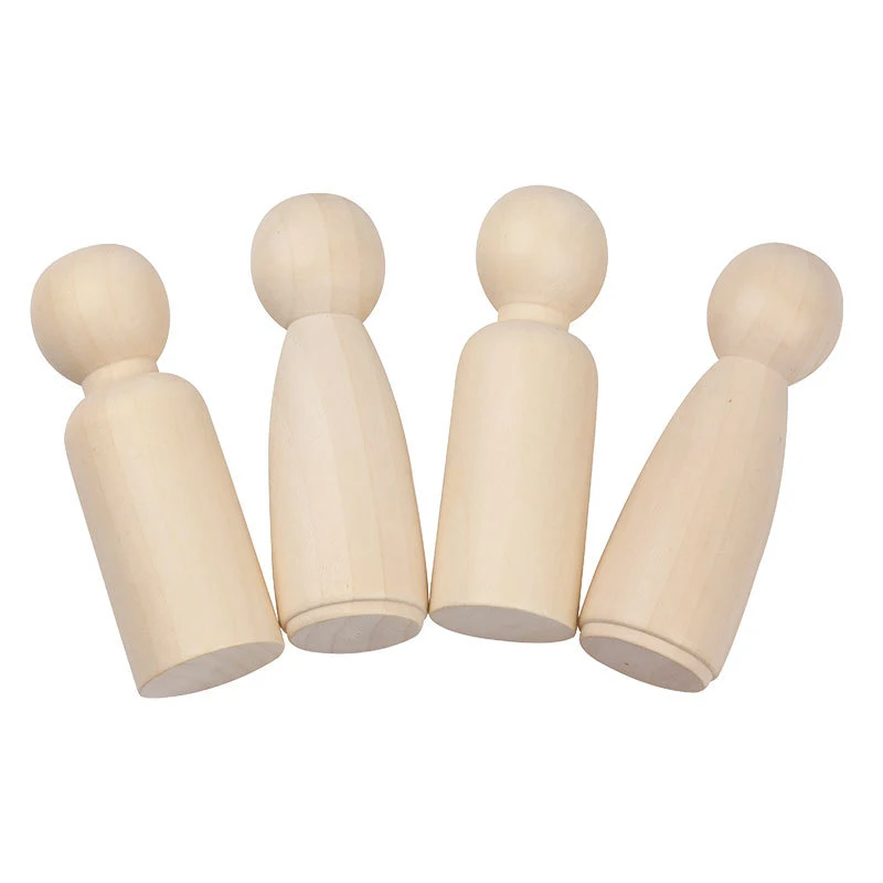 10pcs 120mm Unfinished Wood Boy/Girl Peg Doll Natural Wooden DIY Craft Graffiti Unfinished Solid Wood DIY Craft