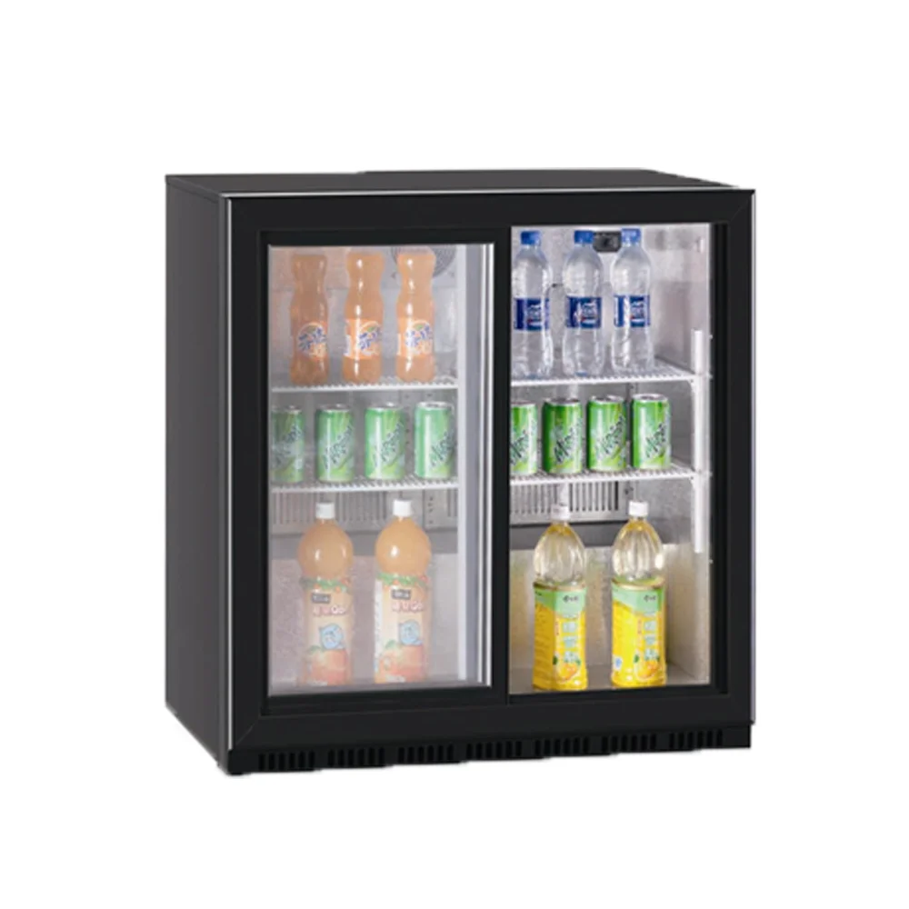 Double 2 Glass Doors Under Counter Back bar Beverage Fridge Upright Beer Display Cooler 185L