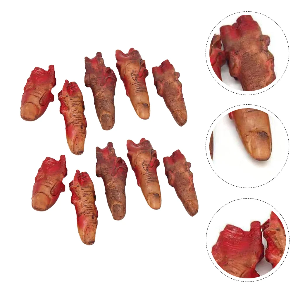 10 Pcs Bloody Hand Lunch Box Halloween Fake Finger Fingers Props Horror Realistic for Mittens