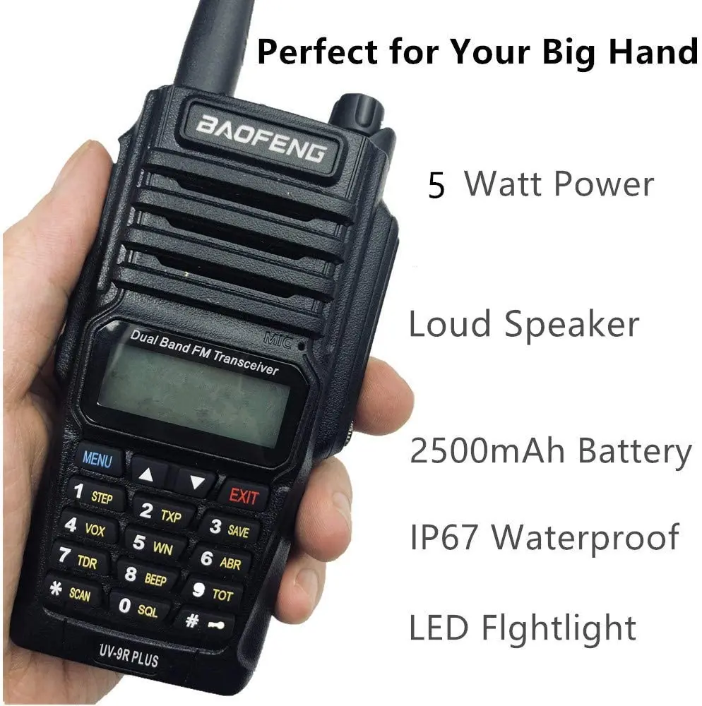 Baofeng-Original UV-9R PLUS Dual Band Ham Radio, Walkie Talkie portátil à prova d\'água, Vhf Uhf Interphone