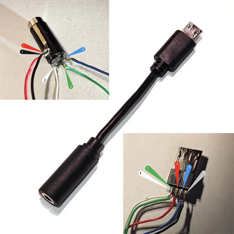 Микро-USB к разъему 3,5 мм для наушников, Кабель-адаптер, гнездо 3,5 мм, аудиокабель, черный, 10 см HY1318