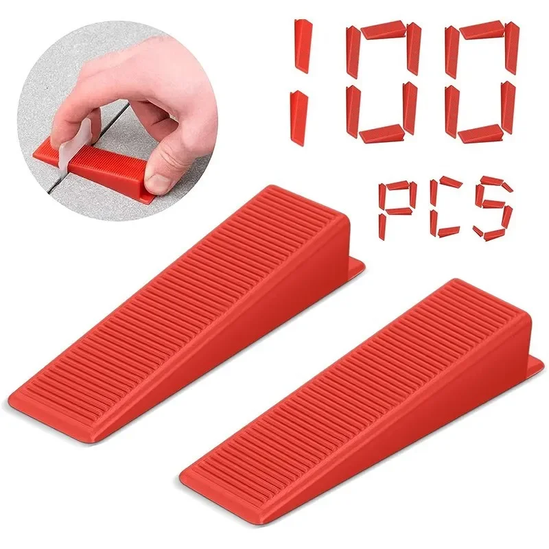 100PCS Reusable Tile Leveling System Clips Spacers Ceramic Wedges Insert For Tile Laying Floor Wall Construction Tools Building