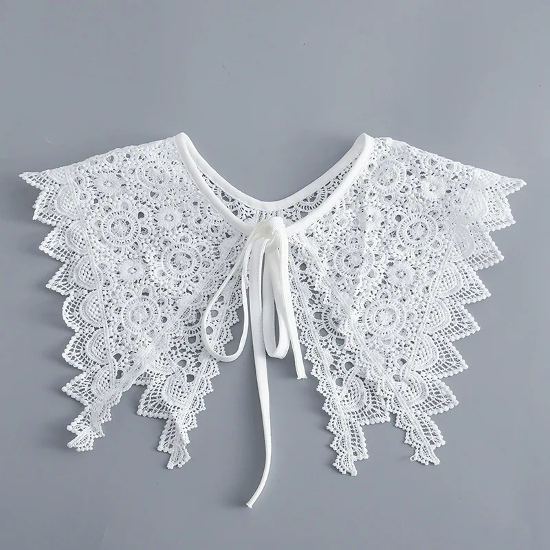 Châles en coton à col détachable pour femmes, grand revers blanc, enveloppes d'épaule, petite Cape, faux col, petite Cape