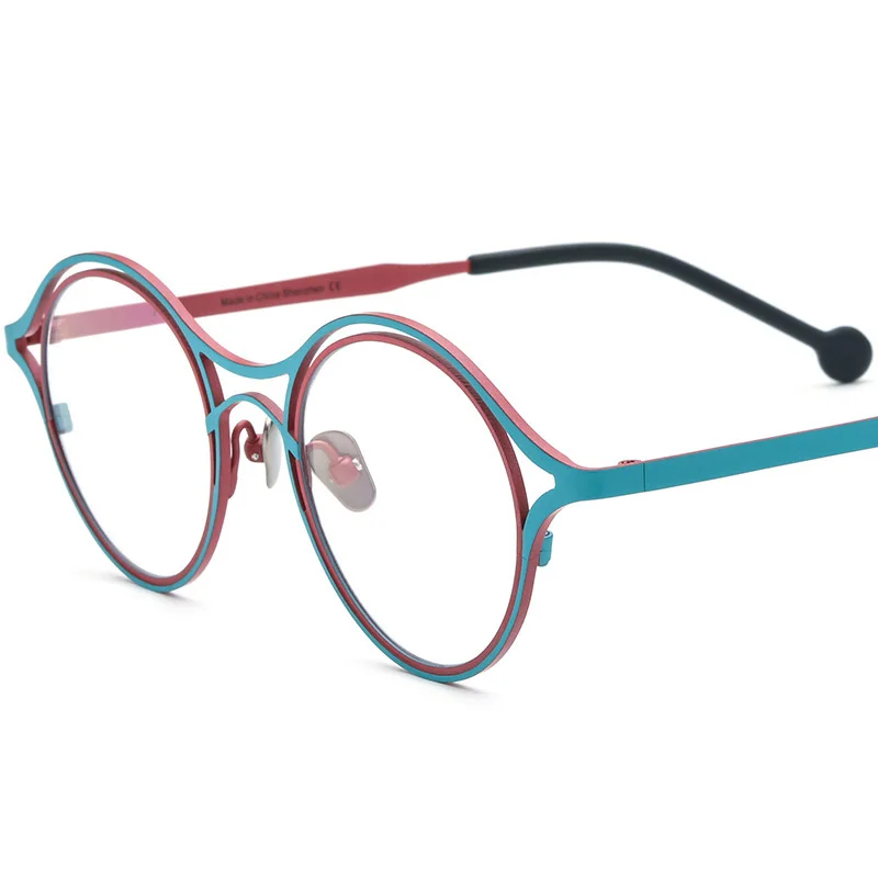 

Wind Red PureTitanium Luxury Glasse Frame Men Fashion Brand Design Glasses Frame Woman Retro Round Ultralight Half Frame Z628