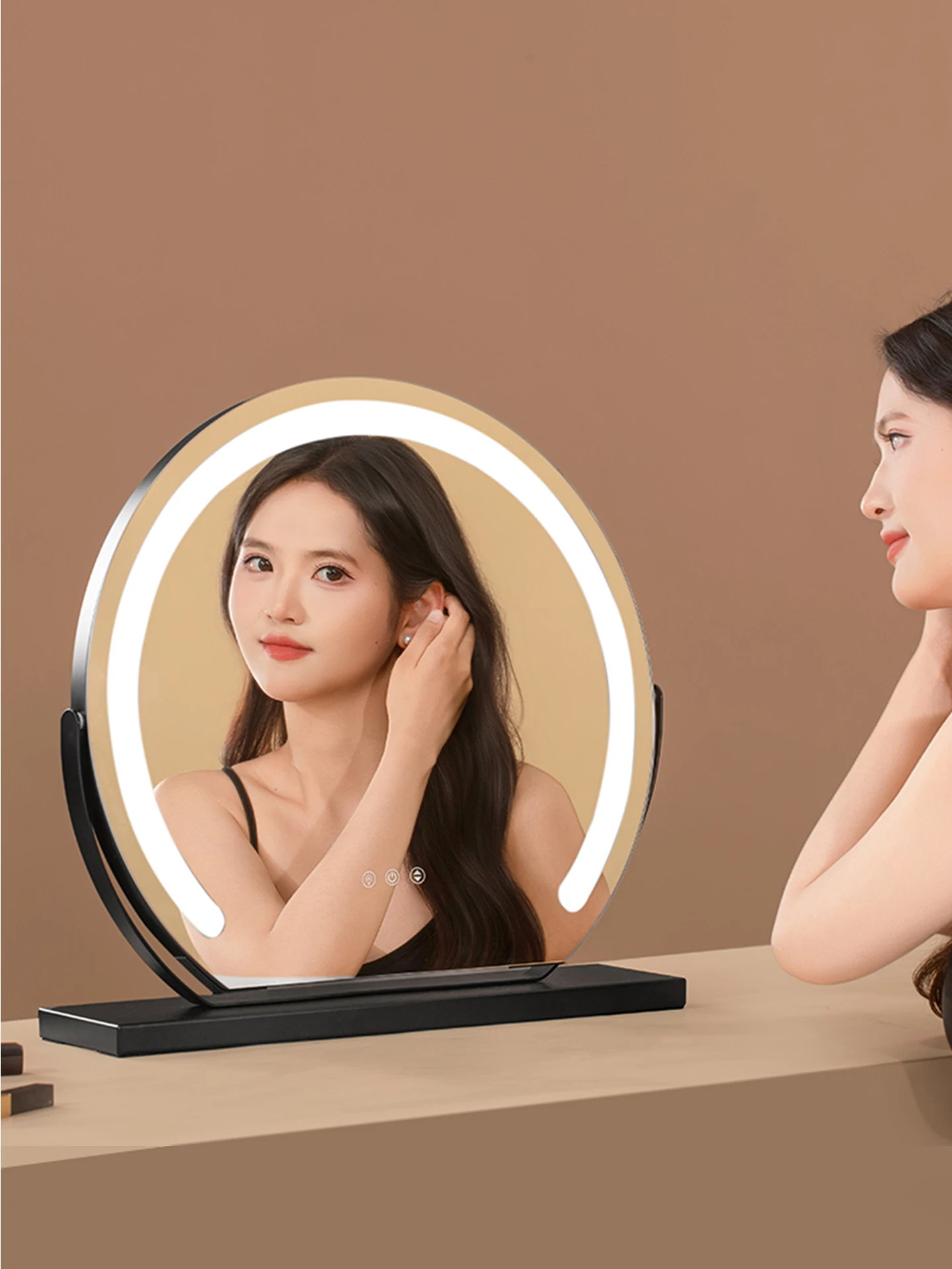 

High definition led makeup mirror with lamp vanity mirror desktop smart home simple master bedroom Internet celebrity large