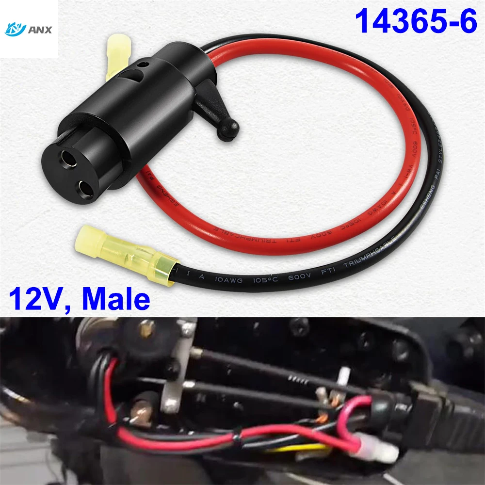 14365-6 Trolling Motor Plug Male Connector for Electric Fishing Reels Quick Connect Electrical Plug for Boat 12v 8 Gauge 2 Wire