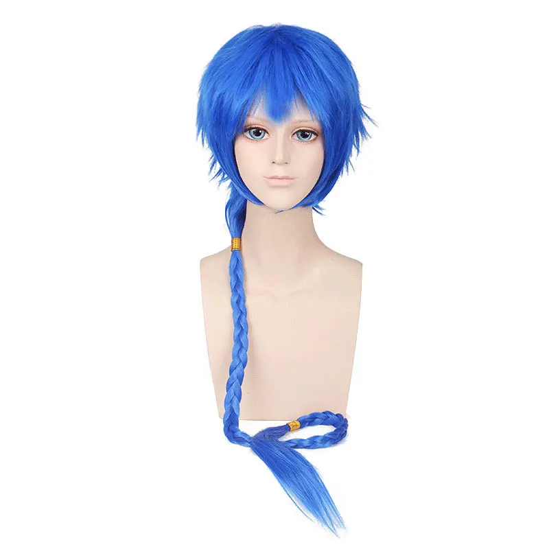 Synthetic Blue Braided Curly Wig Long Cosplay Party Costume Heat Resistant Fiber Hair Anime Roleplay
