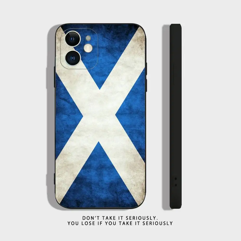 Scotland Scottish Flag Phone Case For iPhone 16,15,14,13,12,11,Pro,X,XS,Max,XR,Plus,Mini Soft Silicone Black Shockproof TPU