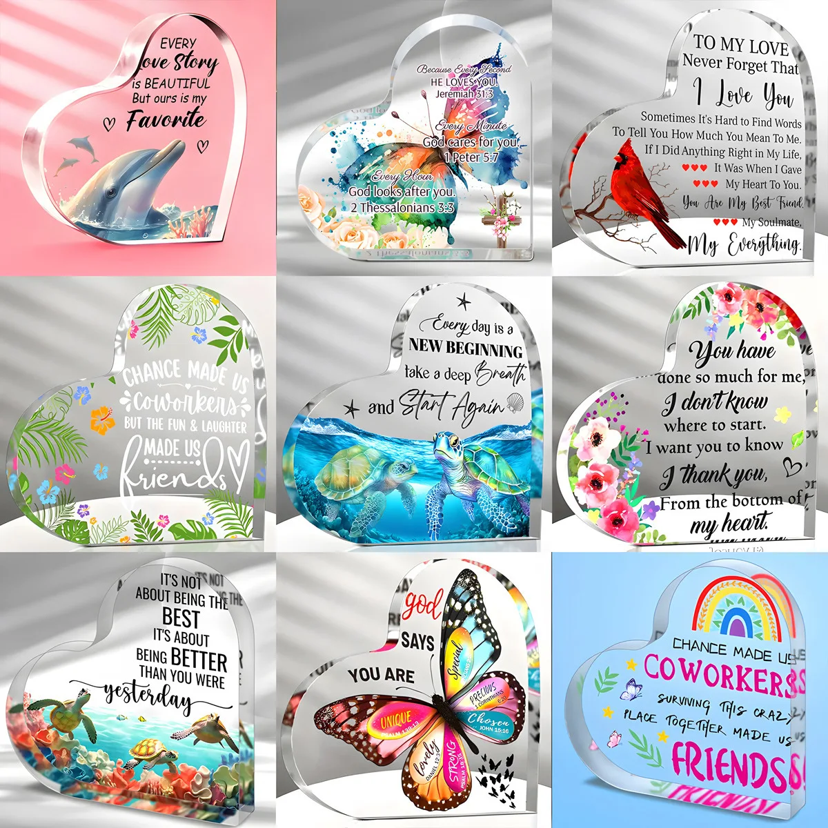 

2pcs Acrylic Gifts for Mom ,Birthday， Boyfriend Gifts Girlfriend Love Anniversary Valentines Acrylic Holiday Decorations