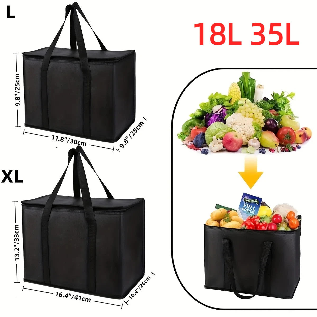 Waterproof Cooler Bag Picnic Insulated Lunch Box Foldable Ice Pack Portable Food Thermal Bag Drink Carrier Delivery Functional