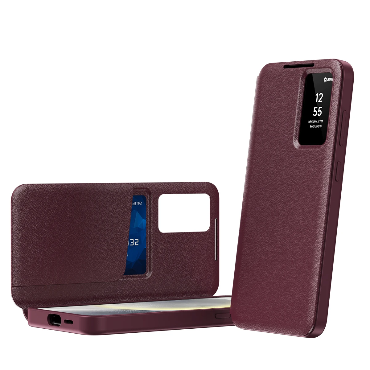 

Luxury Flip Cover For Samsung S25 Ultra S24 S23 S22 A55 A56 S-View Card Holder Wallet Leather Smart Case