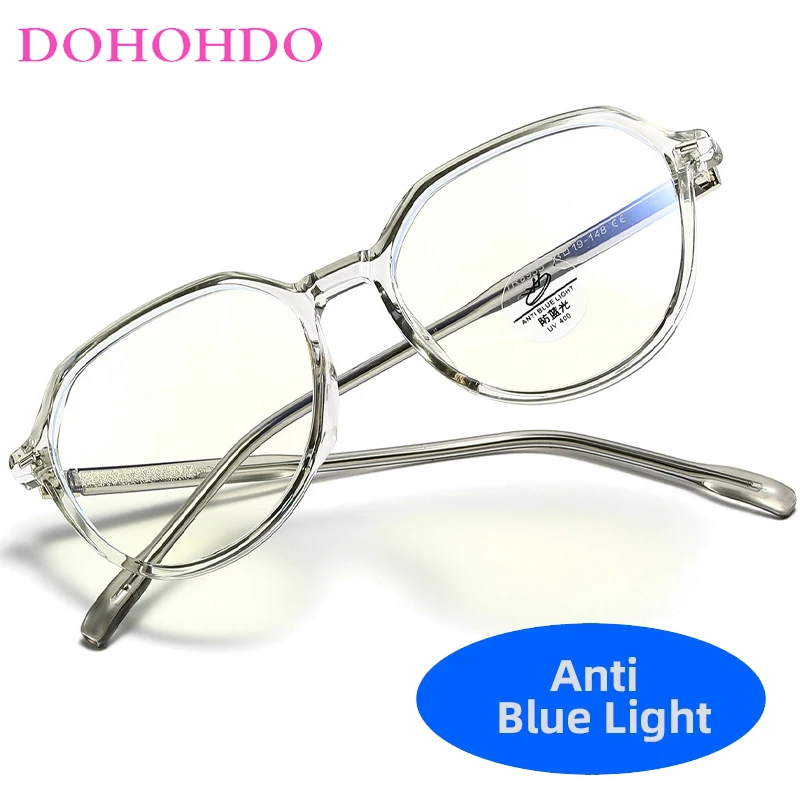 

DOHOHDO Large Frame Glasses For Women TR90 Eyewear Anti Blue Ray Academy Men Frame Glasses Clear Len Eyeglasses Computer Goggles