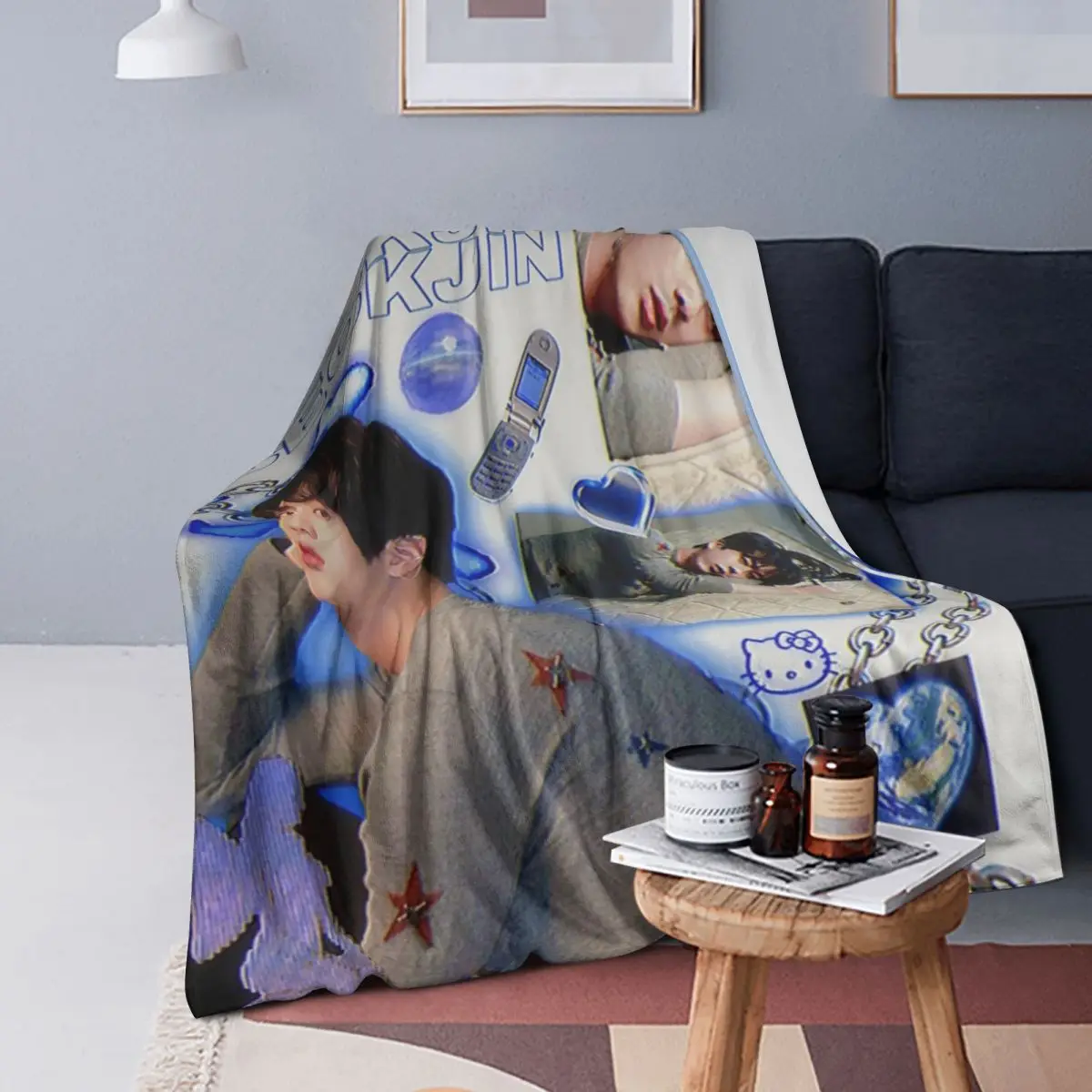 

Seokjin Blanket Soft Warm Flannel Throw Blanket Cover for Bed Living room Picnic Travel Home Sofa