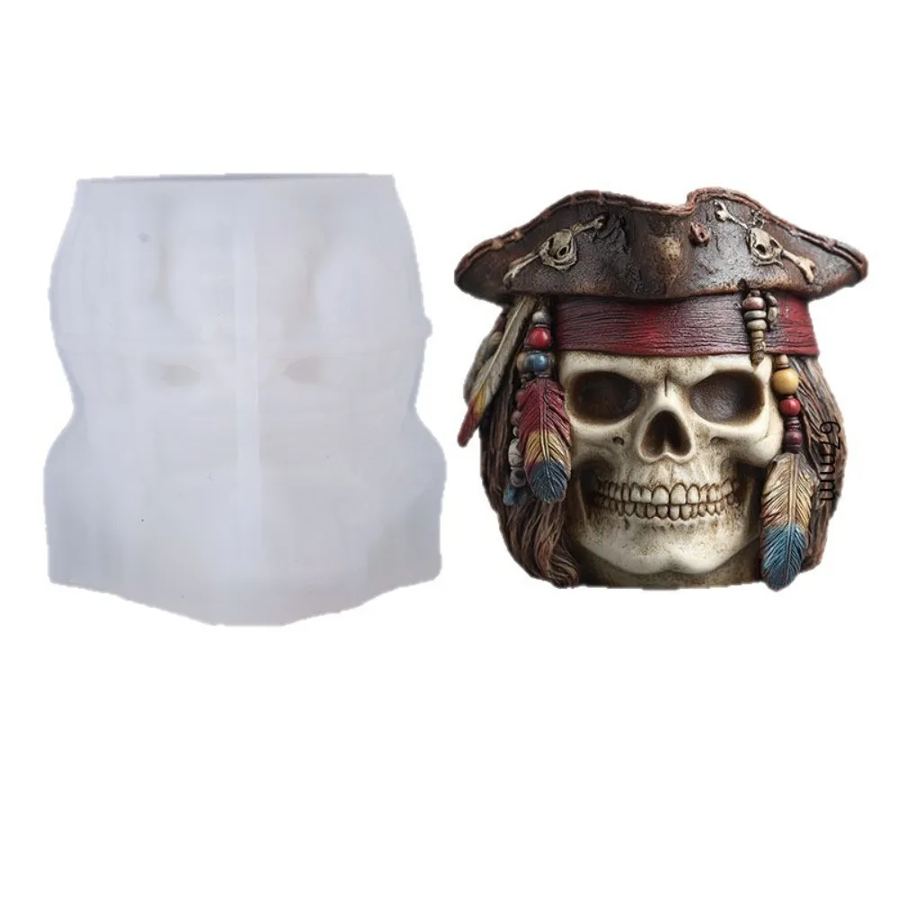 

Pirate Skull Candle Cup Silicone Mold DIY Handmade Concrete Plaster Candle Jar Flowerpot Epoxy Resin Mold S Home Décor