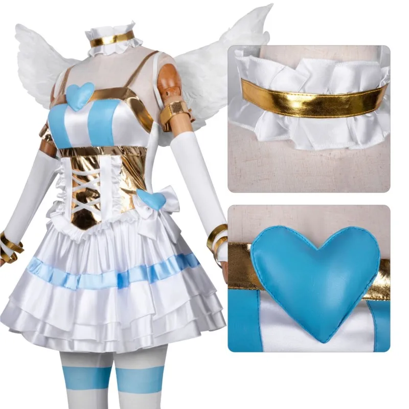 Anime Panty & Stocking Cosplay Costumes Girls Suit Anarchy Fight Clothe Dress Skirt Cute Blue Striped Daily Christmas Halloween