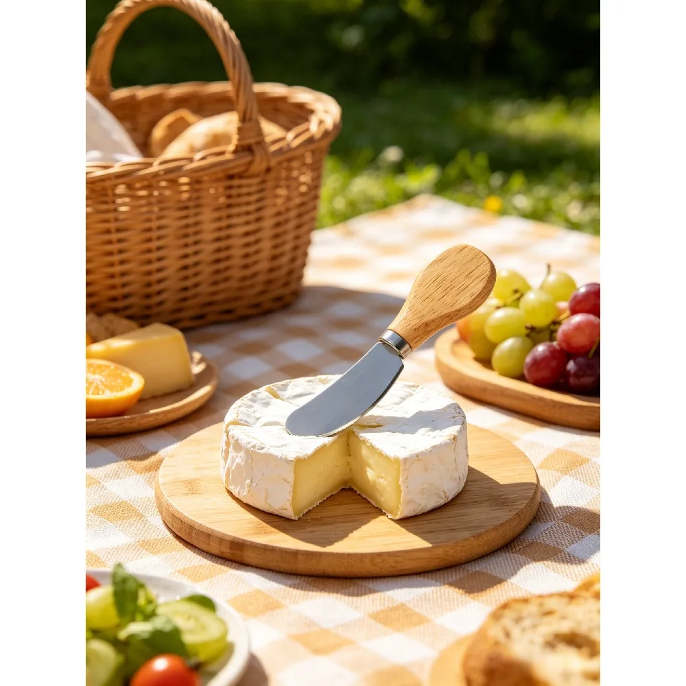 2 Pack Wooden Handle Stainless Steel Butter Cheese Spreader Knives, Multipurpose Mini Cream Jam Spatula for Breakfast Sandwich Charcuterie Board