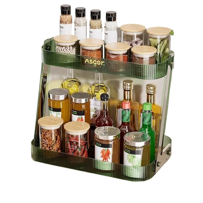 

*Kitchen Multifunctional Shelf Household Countertop Double Layer Oil Salt Sauce Vinegar Seasoning Stove Storage Rack