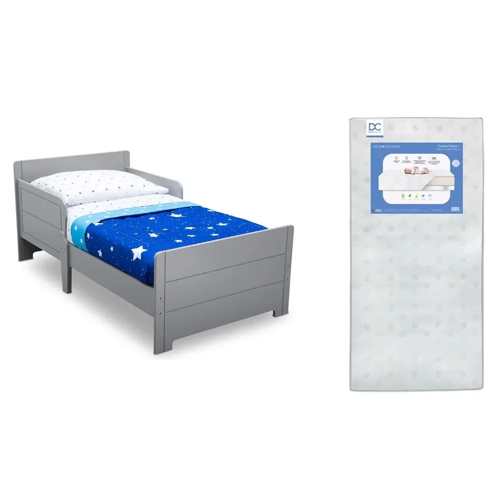 Quadro de cama com cabeceira e footboard de madeira, gêmeo, meninos, meninas, adolescentes, adultos, nenhuma mola da caixa necessária