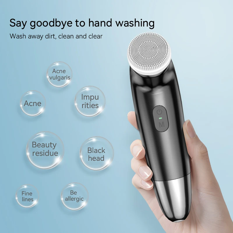 Electric Facial Cleansing Brush Face Scrubber Rechargeable IPX67 Waterproof Rotating Cleanser Massaging and Deep Cleanning Tools