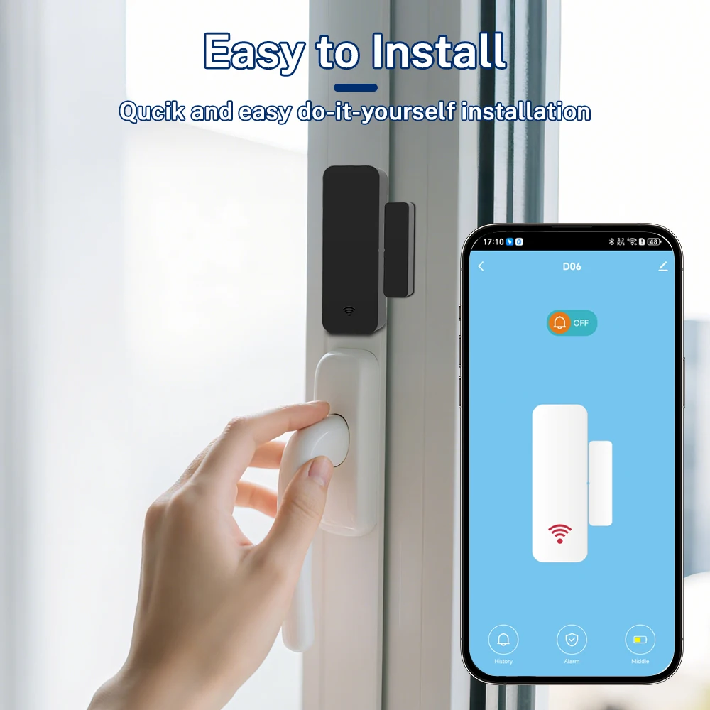 Tuya Smart Home WiFi Door Sensor Alarm Window Door Open/Closed Detectors Security Protection Tuay Smart Life for Alexa Google