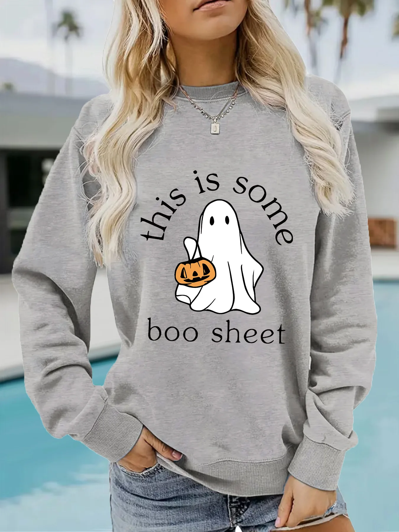 BKLD Autumn And Winter Women Clothing Casual Long Sleeve Tops Round Neck Fashion Halloween Printed Pullover Sweatshirts