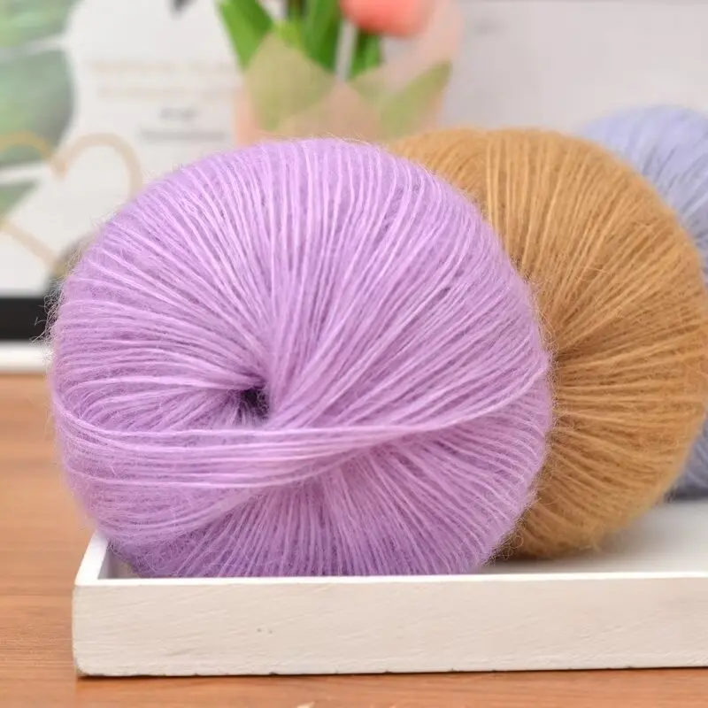 150g 6 pieces/pack of mohair hand woven DIY material package hollowed out sweater, shawl, scarf thread long mohair yarn ball