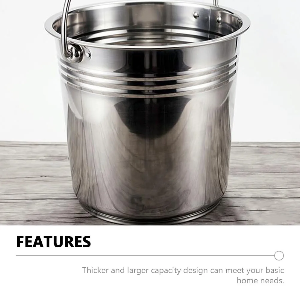

Stainless Steel Garbage Pail Trash Can Household Multi function Hotel Use Portable Water Milk Ice Holder