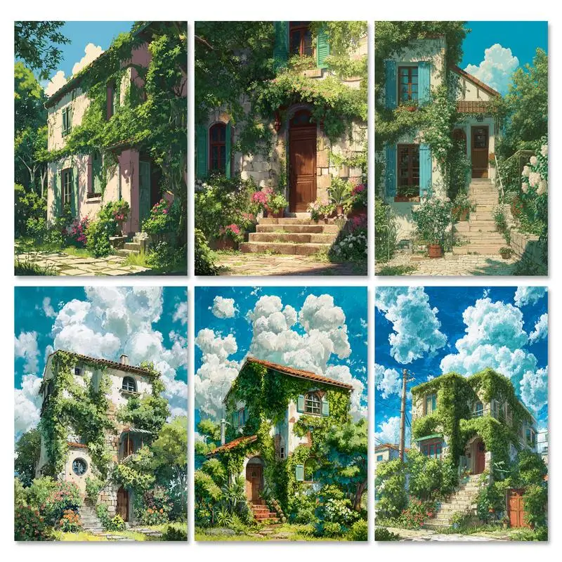 GATYZTORY Painting By Numbers Paint Kit Art Supplies Green Tree House Paint for Painting Crafts Diy Gift Coloring By Numbers