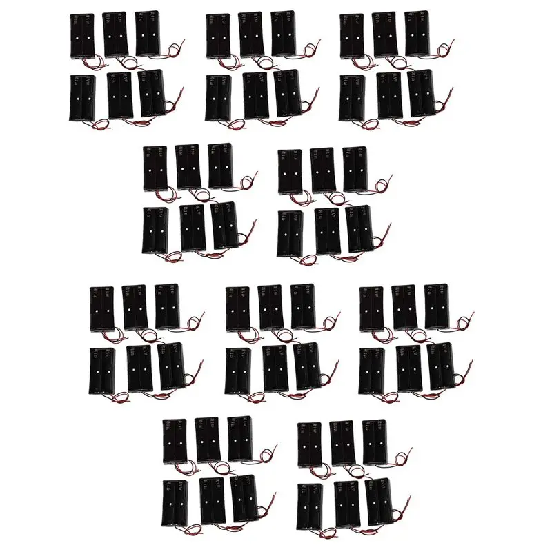 ABZZ-60 Pcs Black Plastic 2 X3.7V 18650 Type Battery Holder Box Case