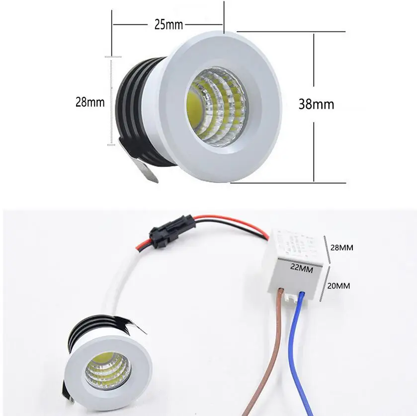 Mini LED Spot Light Downlight COB 3W Led Spot 110V 220V Indoor Spotlight for Ceiling Cabinet Showcase Loft Decorations