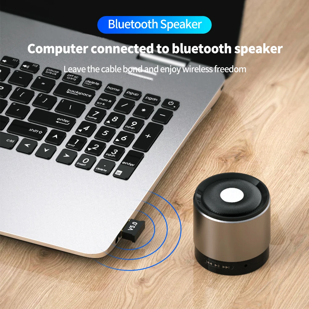 Wireless BT5.0 USB Adapter Transmitter Music Audio Receiver Bluetooth-compatible 5.0 Mini Dongle Adapter for Computer PC Laptop