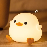 DoDo Duck Night Light, Cute Duck Lamp, Rechargeable Dimmable Nightlight, Silicone LED Bedside Lamp Nursery Touch-Sensitive