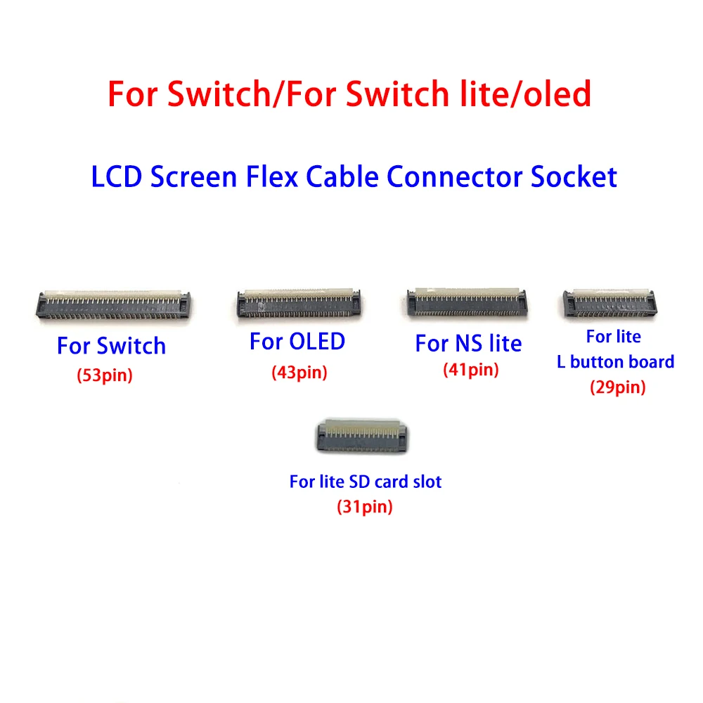 10 Buah Baru untuk Switch NS Lite OLED Layar Tampilan LCD Kabel Fleksibel Konektor Soket Slot Tombol L Soket Konektor Pita Kartu SD