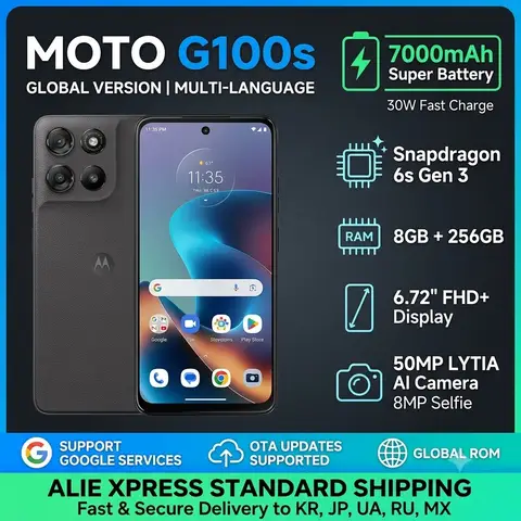 Global Rom MOTOROLA Lenovo moto G100S 6.72inch Snapdragon 6s Gen 4 7000mAh 30W Charging Type-C 5G SmartPhone Android LCD Screen