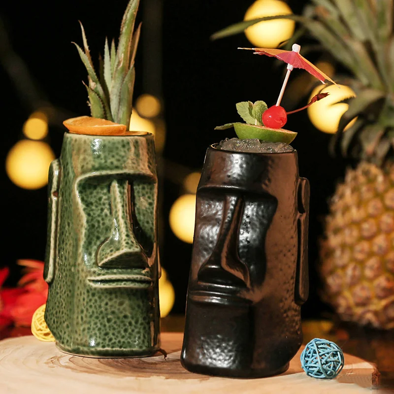 Tiki Mug  1pc Stark Figure Tiki Cocktail Hawaii Ceramic Cup Coffee Mug Coffee Mug with Lid