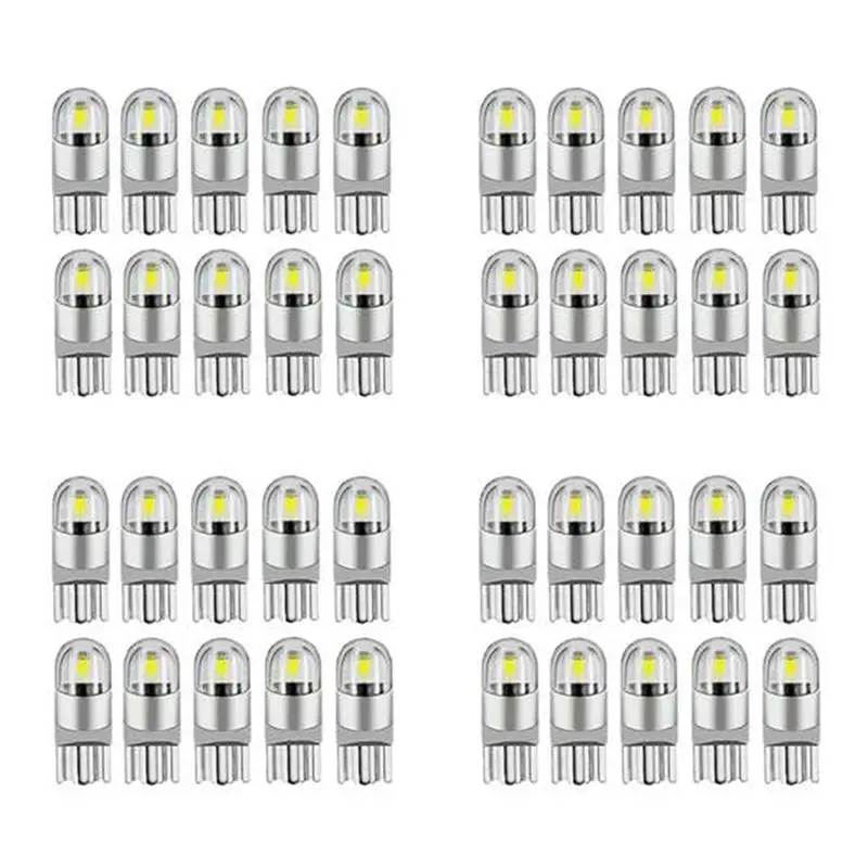 

NEW-40Pcs 6000K Canbus T10 168 194 W5W Dome License Side Marker LED Light Bulb White