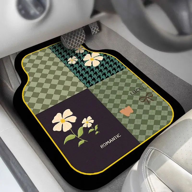 

Современный цветочный дизайн, противоскользящий коврик для салона автомобиля, противообрастающий, легко чистится, декор седана, ковер для делового автомобиля, набор из четырех предметов, коврики