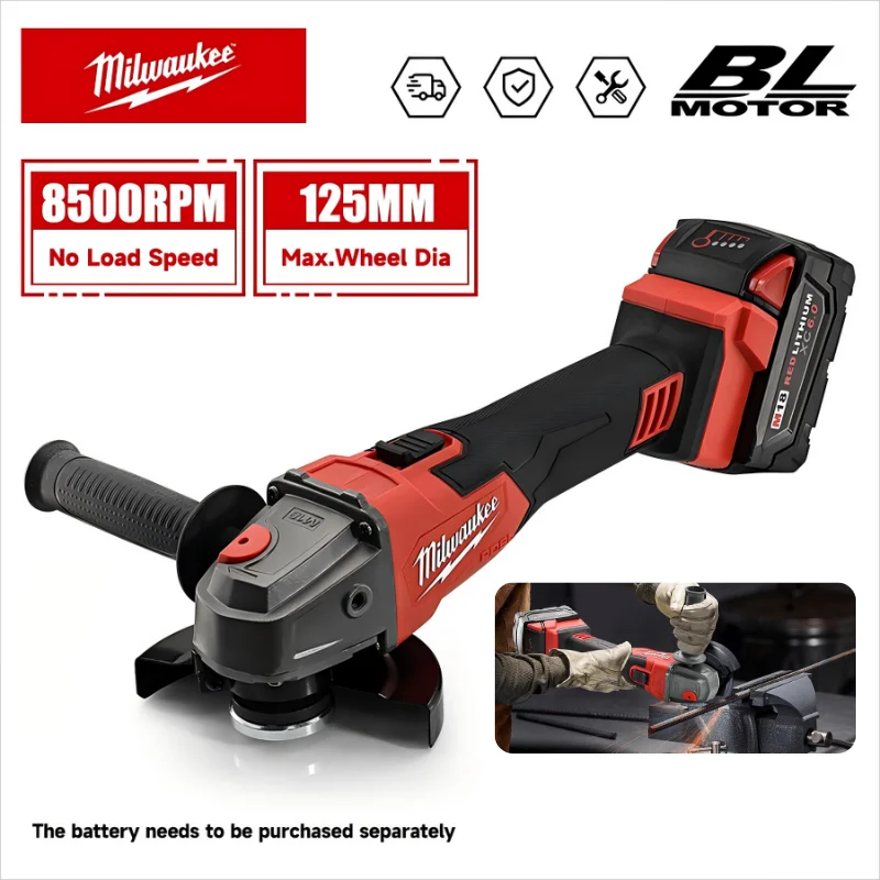 

125mm M18 Brushless Angle Grinder Cutting Machine Cordless Electric Angle Grinder Power Tools for Milwaukee18V Battery Pins