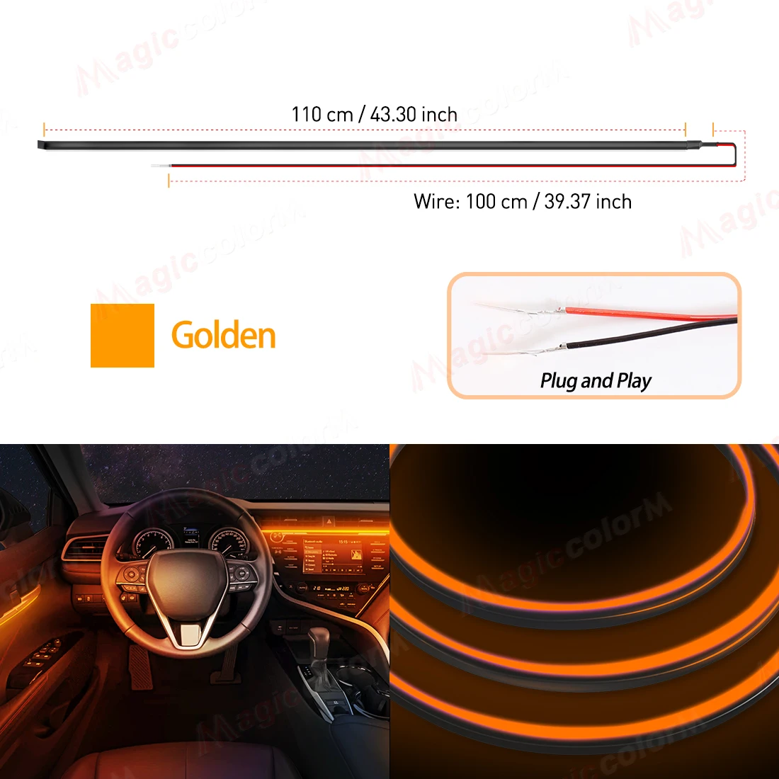 EL Draht Auto LED Umgebungs Licht Auto Innen Dekorative Lampe Für Universal DIY Flexible Versteckte Cuttable Farbe Acryl Streifen 110 cm