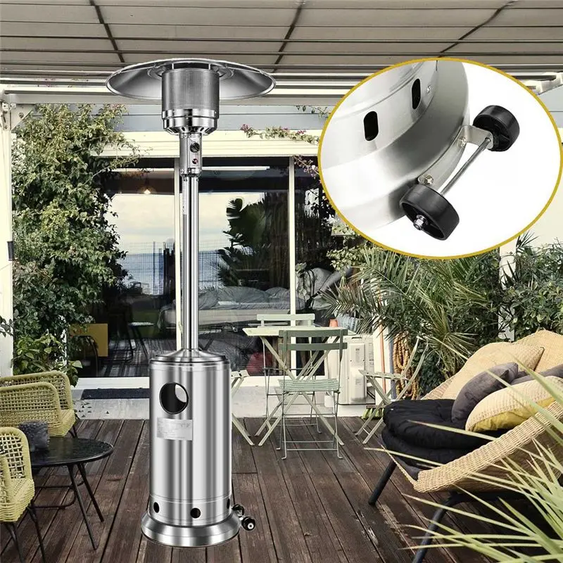 A67P-Universal Patio Heater Wheel Kit-Stainless Steel Silver Bracket + Black Wheels,Patio Tall Propane Gas Patio Heater Wheel