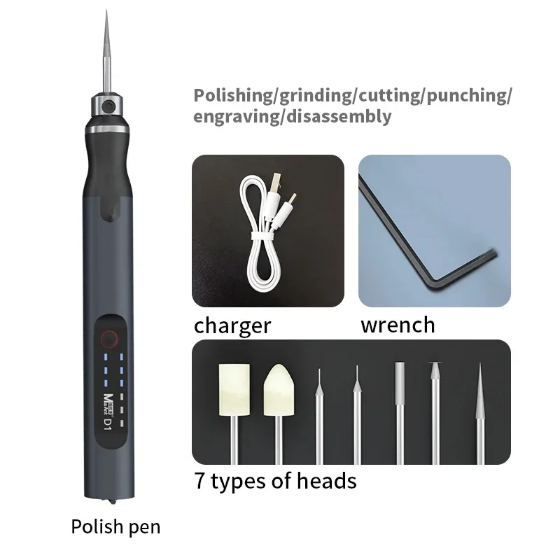 MaAnt D1 D2 Intelligent Charging Electric Grinding Pen USB Engraving Pen For Mobile CPU IC Polishing Dot Matrix Tool