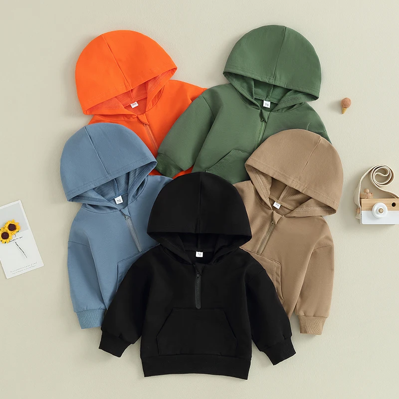 0-36months Baby Hooded Sweatshirt Solid Color Long Sleeve Hoodie Pullovers For Toddler Boys And Girls Spring Fall Sweatshirt