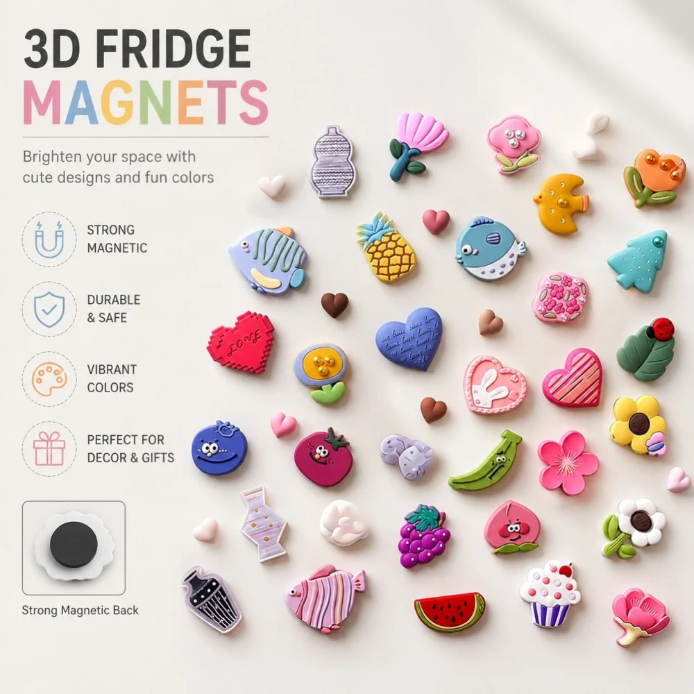 Custom Soft PVC Fridge Magnet Personaliezed 3D Rubber Fridge Magnet Souvenir Promotional Silicone Refrigerator Magnet for Gifts