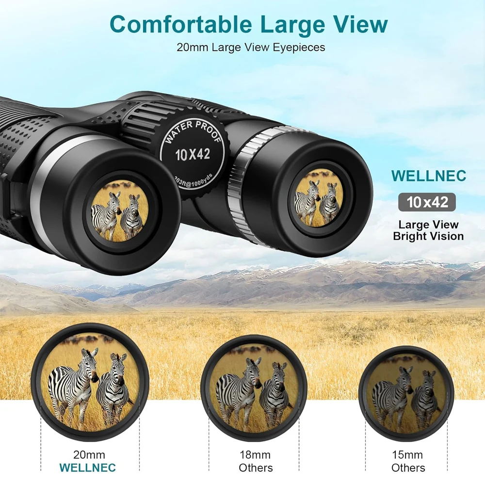 Binoculars 10x42 HD Hunting Birdwatching Binoculars High Magnification with BaK4 Prism Professional Birdwatching Hunting