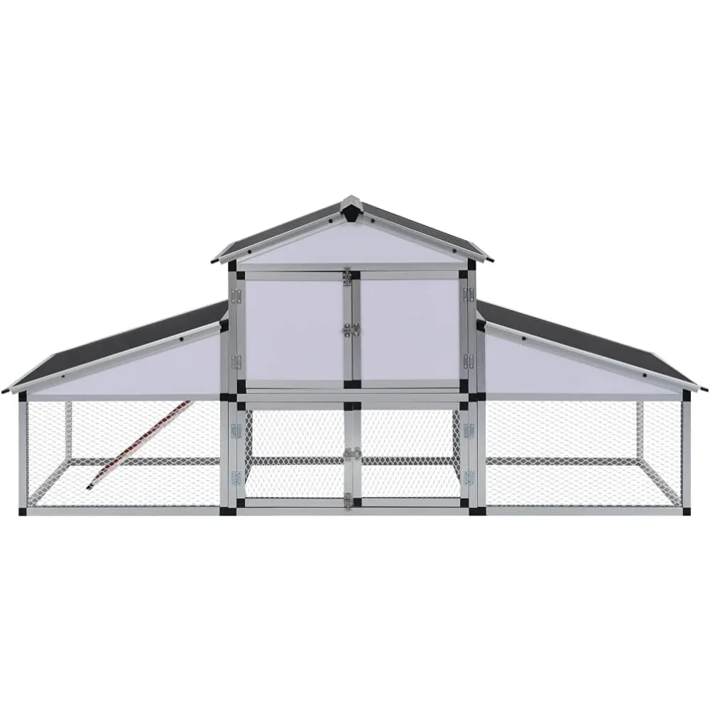 Chicken Coop Runs and Nest Box Aluminum,Material:Premium aluminum frame, iron wire mesh, and durable MDF construction longevity