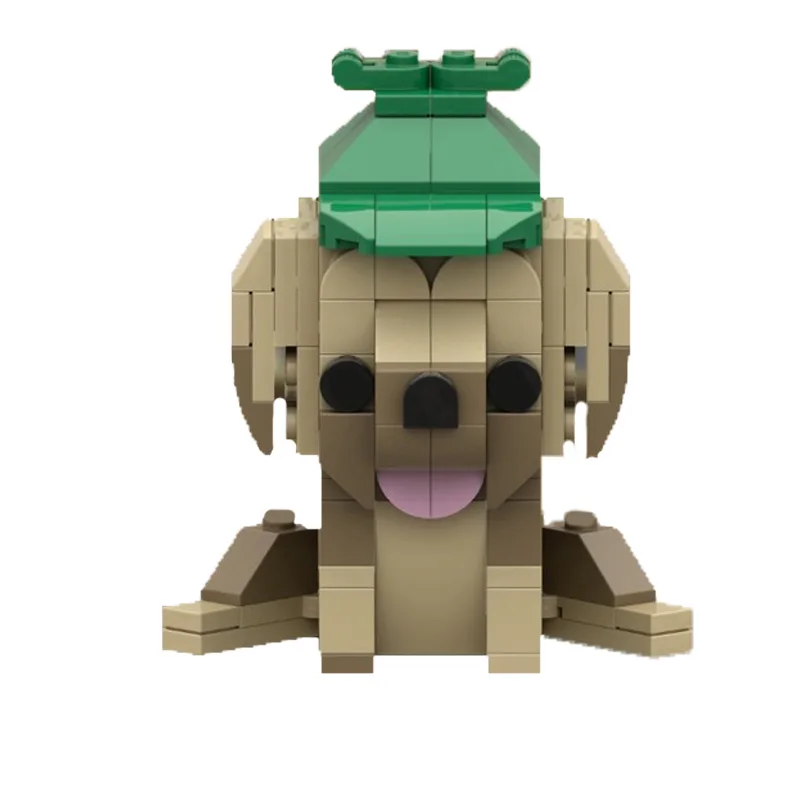 

141 PCS MOC Green Hat Small Cute Dog Building Blocks Creative Brick Model Educational DIY Assembly Display Toy Kid Festival Gift